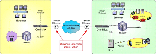 Multi-E1/T1 over Optical IP Network